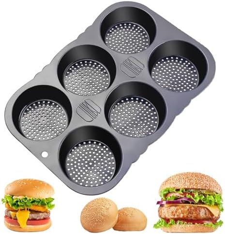 MUJUZE Hamburger Bun Pan, Silicone Hamburger Bun Pans for Baking