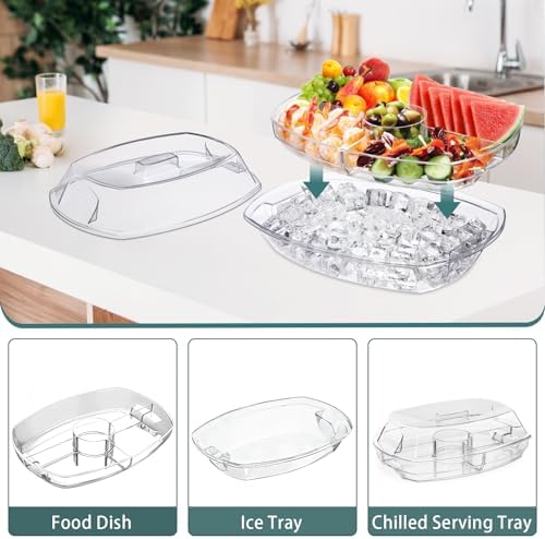 Chilled Serving Platters,Chilled Veggie Tray with Lid,Ice Serving