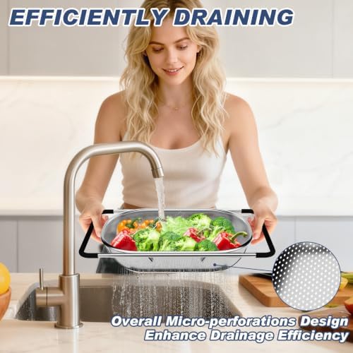 Over the Sink Colander, Expandable Strainers and Colanders with Fine