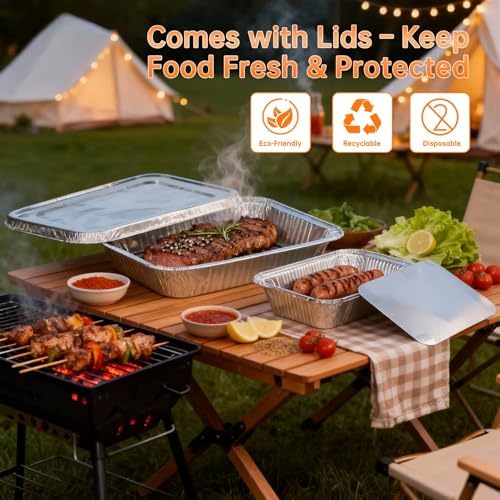 40 Pack Aluminum Pans with Lids,20 Large 9x13" Aluminum Pans