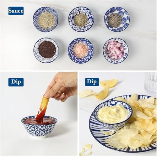 Selamica Ceramic 4 oz Dipping Bowls for Side Dishes, Set of 6, Vintage
