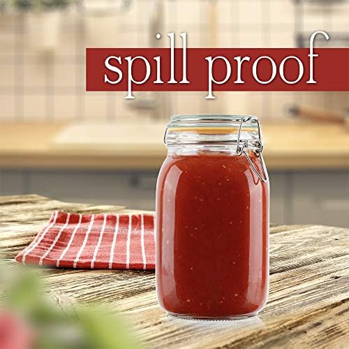 Glass Jars with Airtight Lids 50 oz [Set of 2]