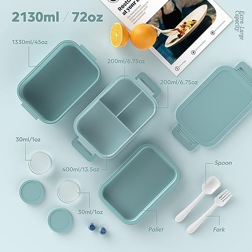 Jelife Bento Box Adult Lunch Box, 72oz Stackable Bento Lunch Box for
