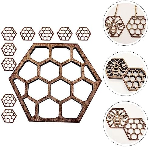 Alipis Honeycomb Wooden Coasters Set of 10 3.93X3.14 Inch Lightweight
