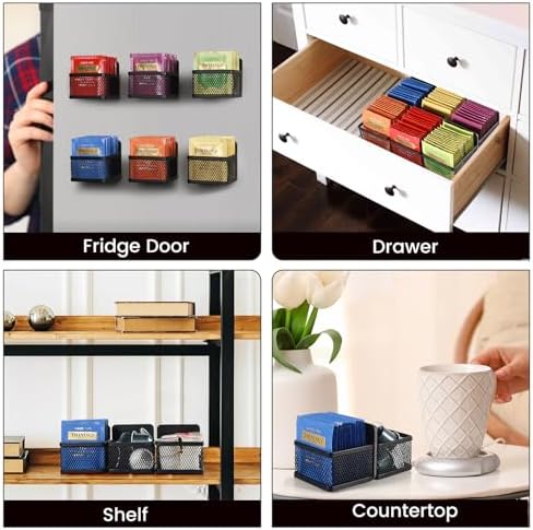 Magnetic Tea Bag Organizer, 6-Piece Metal Refrigerator Organizer
