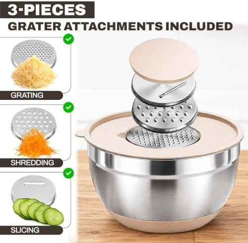Four Flowers Stainless Steel Mixing Bowls with Lids, 11-Piece Nesting Set