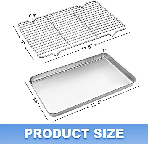 Baking Sheet with Wire Rack Set, Stainless Steel Cookie Sheet Baking