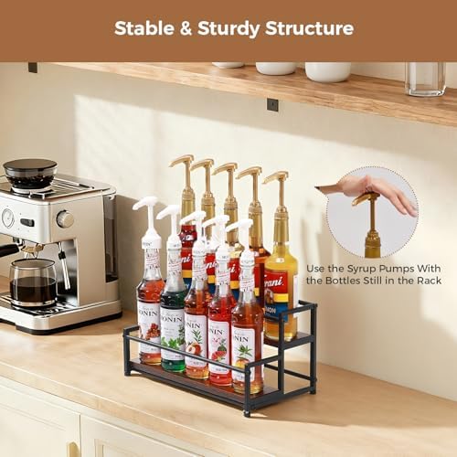 Coffee Syrup Rack Organizer, 2-Tier 10-Bottle Holder