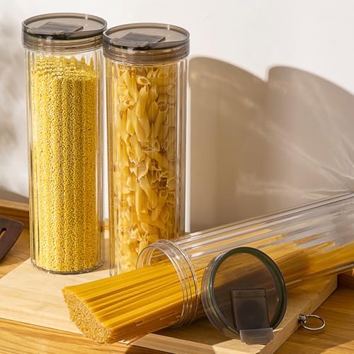 Clear Plastic Pasta Storage Container with Lid, Airtight Spaghetti