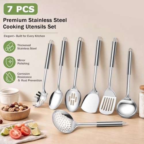 P&P CHEF Stainless Steel Cooking Utensils Set, 7 Pieces Kitchen
