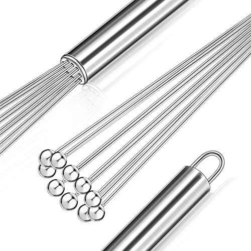 Patelai 2 Pieces Stainless Steel Ball Whisk Wire Egg Whisk Set