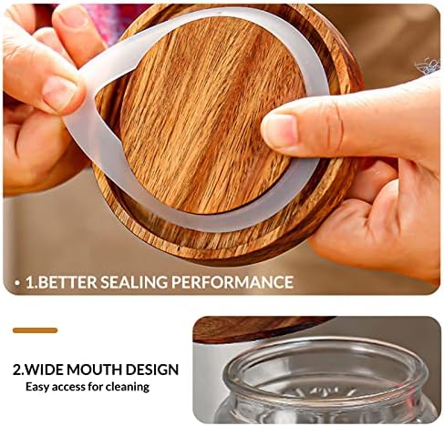 35oz/1000ml Glass Storage Jars with Nature Wood Lids, Airtight Food