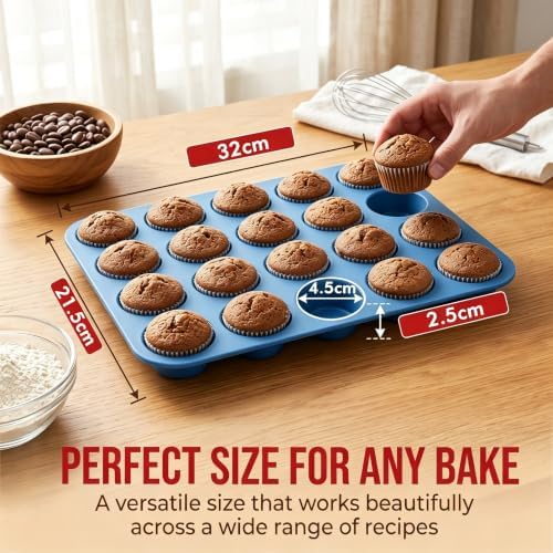 Silicone Muffin Pan Mini Size 24 Cups Cupcake Pan, Nonstick Food Grade