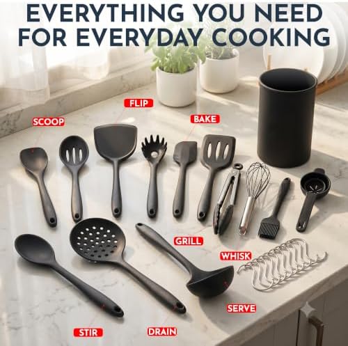 25 PCs Silicone Cooking Utensils Set - Non-Stick Silicone Kitchen