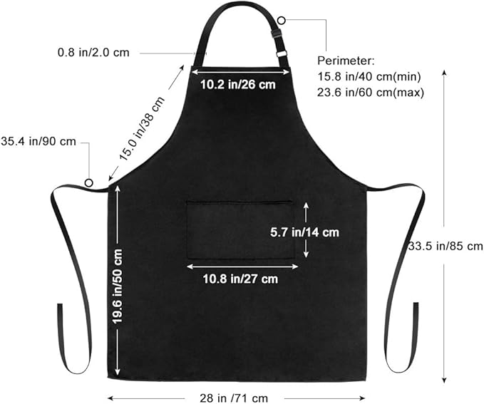 Jubatus 1 Pack Bib Aprons with 2 Pockets Cooking Chef Kitchen Apron - Image 7