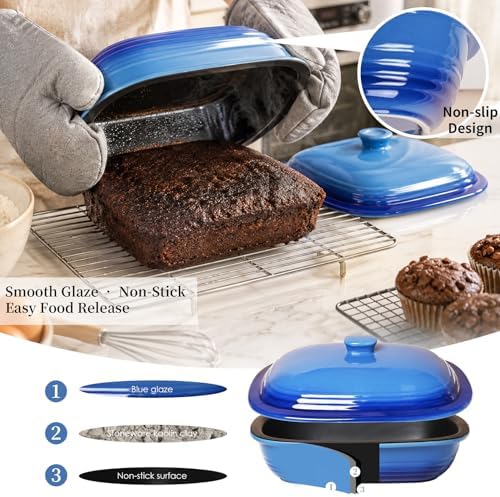 Ceramic Casserole Dish with Lid, 9x13, Blue