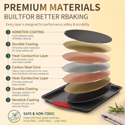 4-Piece Nonstick Carbon Steel Baking Sheet Set, Small Medium Large