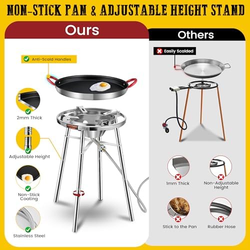 ARC Nonstick Paella Pan, Stainless Steel Burner and Stand Set, Paella