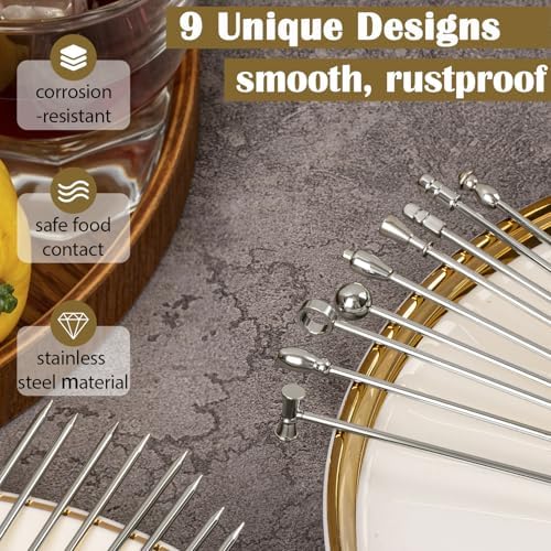 Metal Martini Cocktail Picks, Olive Skewers 4.2 inch, Stainless Steel
