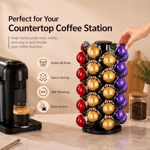 Nespresso Vertuo Pod Carousel Holder, 40 Pod, Black