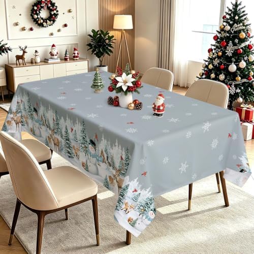 Christmas Cardinal Snowman Pine Rectangle Table Cloth 60x84inch