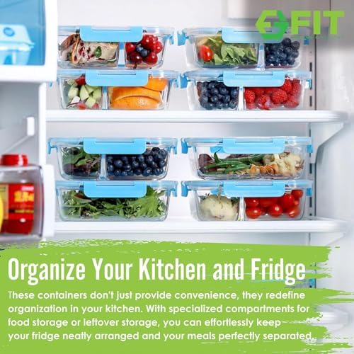 4-Pack 32 oz 2- and 3-Compartment Glass Meal Prep Containers
