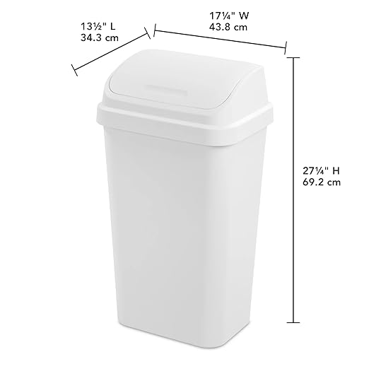 Kitchen Trash Can, 13 Gallon Plastic Garbage Bin - Image 2