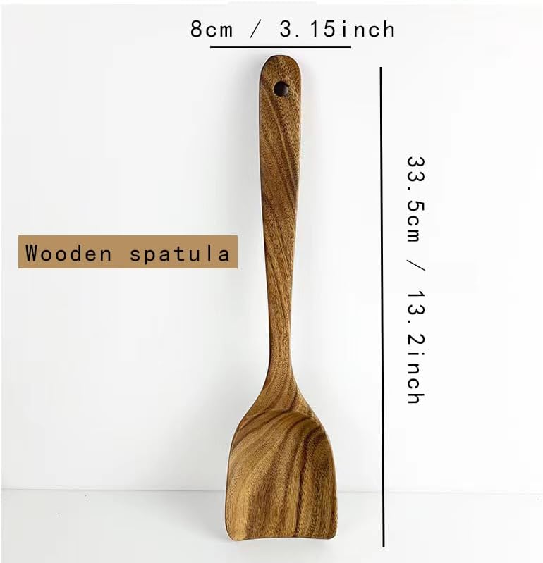 Souped Up Recipes 6 Piece Natural Teak Wooden Kitchen Utensils Set