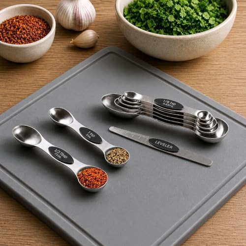 Restaurantware Black 8-Piece Stainless Steel Measuring Spoon Set, 1 Ct