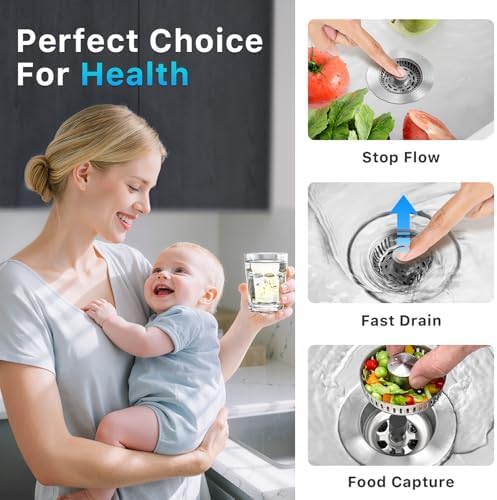 3-in-1 Stainless Steel Kitchen Sink Drain Strainer, JOMST Kitchen