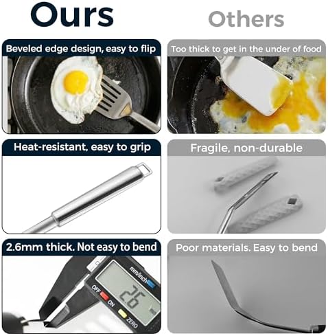 14.5-in Stainless Steel Spatula Set, 18/0 SS Heavy Duty Turner &