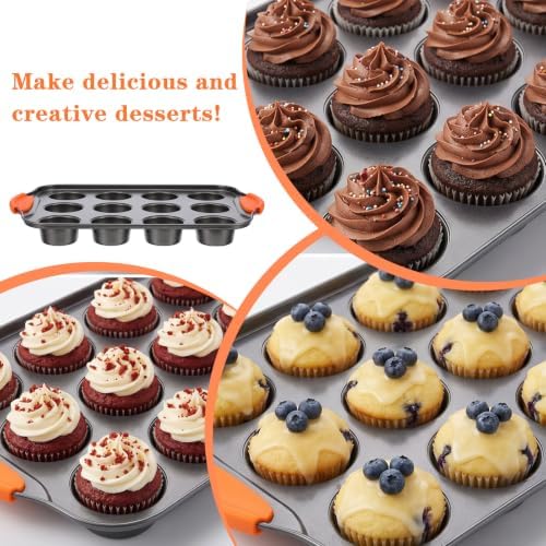 3 Pack Mini Cheesecake Pan, 12-Cup Nonstick Carbon Steel