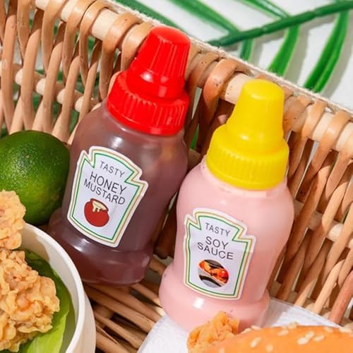 2Pcs Mini Ketchup Bottles, with Sturdy Screw Cap,25ml Condiment