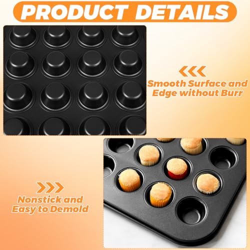 2 Pack Mini Muffin Pan 48 Cup, MICRO-sized Cupcake Pans for Baking