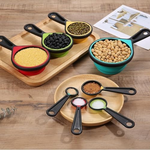 Collapsible Measuring Cups and Spoons Set, 8 Pieces