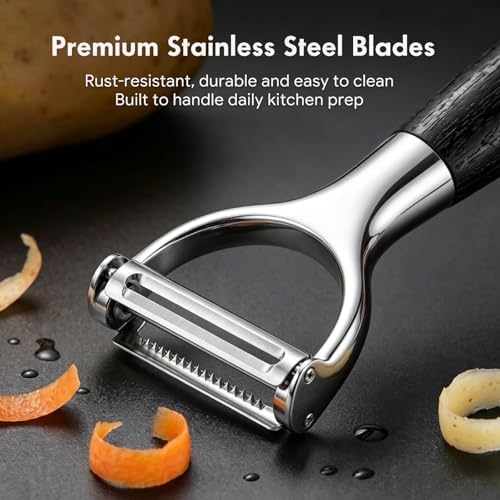 2-in-1 Julienne & Vegetable Peeler, Dual Blade for Zucchini, Potato