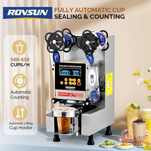 ROVSUN Fully Automatic Cup Sealing Machine, 500-650 Cups/H