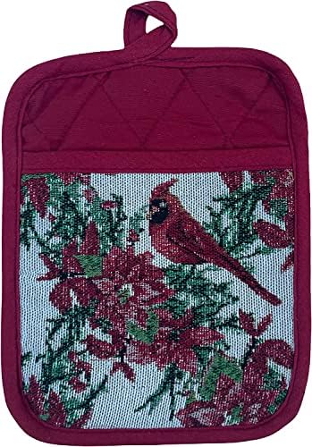 Set of 10, Red Cardinal Bird Holiday Season Christmas Design Tapestry