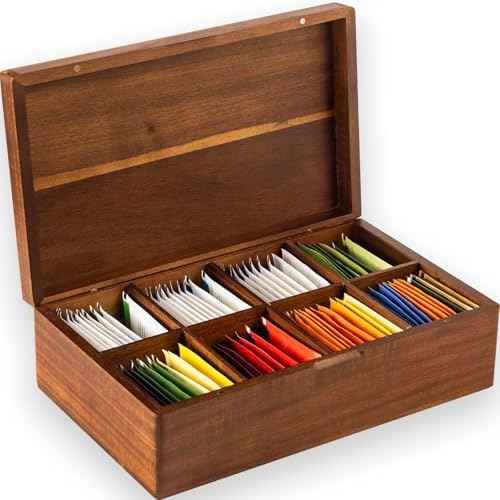 Acacia Wooden Tea Bag Organizers, Tea packet Storage Boxes, Tea Caddy