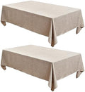 Fitable Nature Faux Linen Tablecloths Rectangle 60 x 84 Inch - 2 Pack