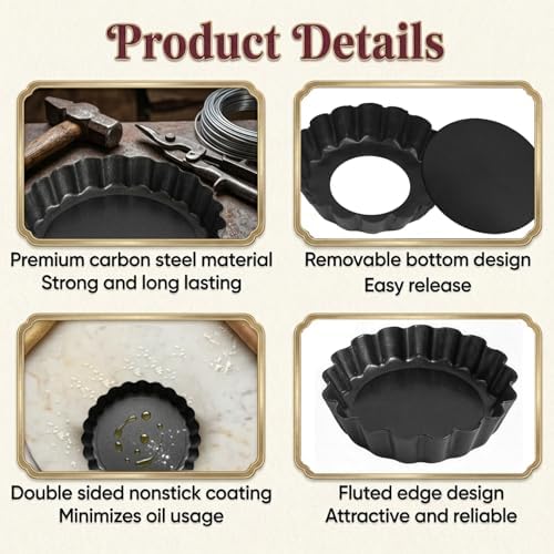 35 Pcs Mini Tart Pans with Removable Bottom Small Bakeware Mold Fluted