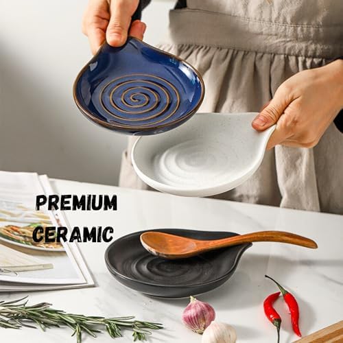 Spoon Rest for Stove Top, Ceramic Spoon Holder for Kitchen Counter