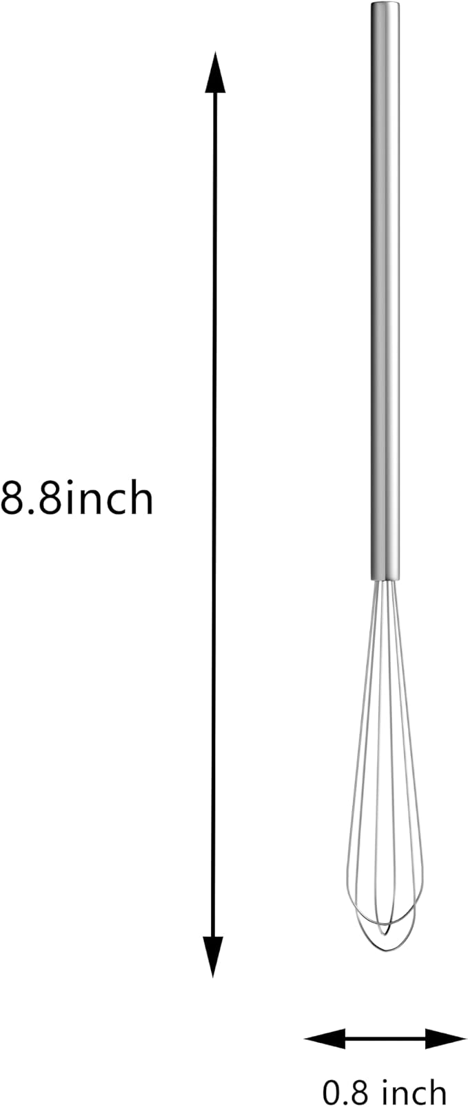 Mini Whisk, Stainless Steel Skinny Whisk Egg Beater - Image 3