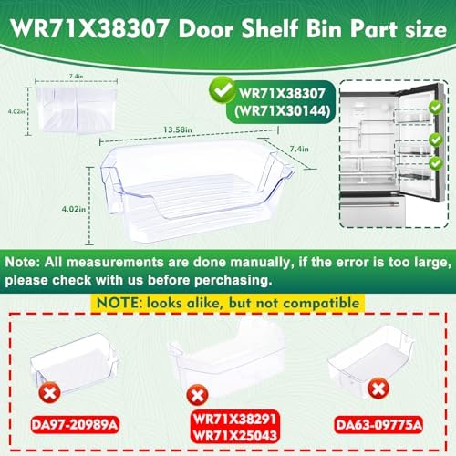 WR71X38307, WR71X30144 Door Shelf Bin Compatible with ge refrigerators
