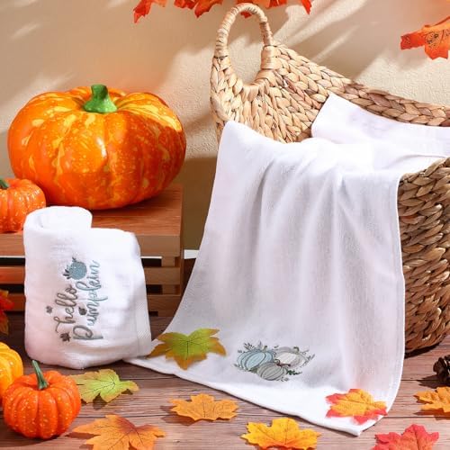 WovWeave 2 Pack Blue Fall Hand Towels for Bathroom Sets 14 x 30 Inch