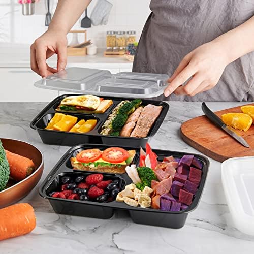 MUCHII 32 oz 3 Compartment Meal Prep Containers, 20 Count To Go Bowls