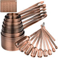 Copper Measuring Cups and Spoons Set of 18, 7 Measuring Cups, 9