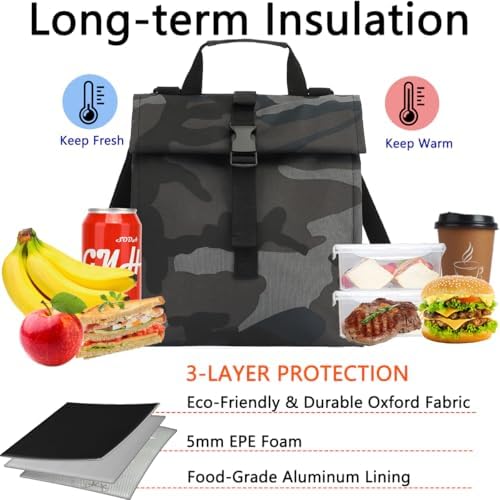 GYEUKHAM Insulated Lunch Bag, Black Camouflage