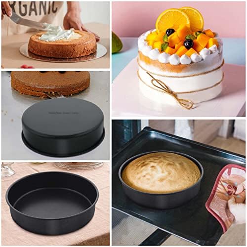 Herogo 8 x 2 Inch Black Round Cake Pan Set of 3, Nonstick Sturdy