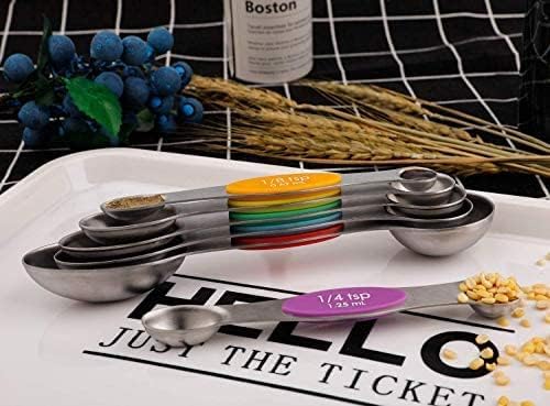 Magnetic Measuring Spoons Set Stainless Steel Dual Sided Measuring